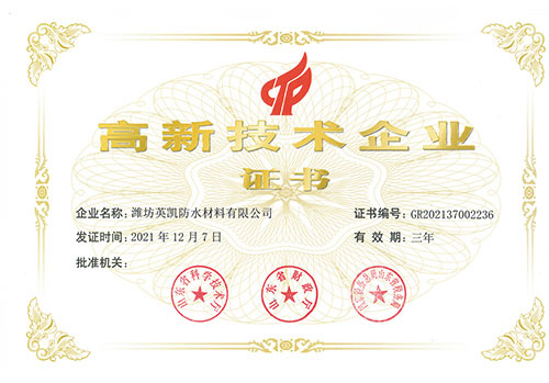 高新技術企業(yè)證書